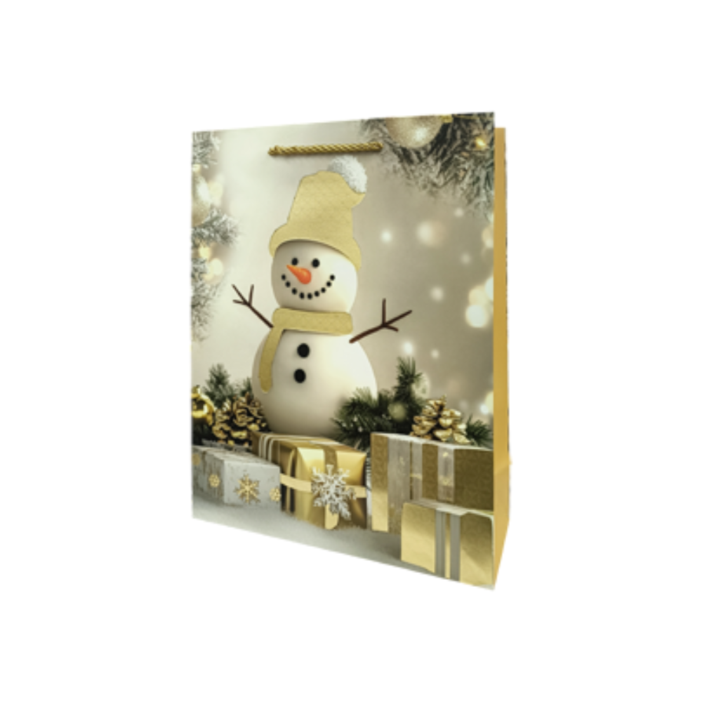 Bolsa Regalo Navideño Personajes Dorada Varios Modelos 32X26X10 cm Itrade