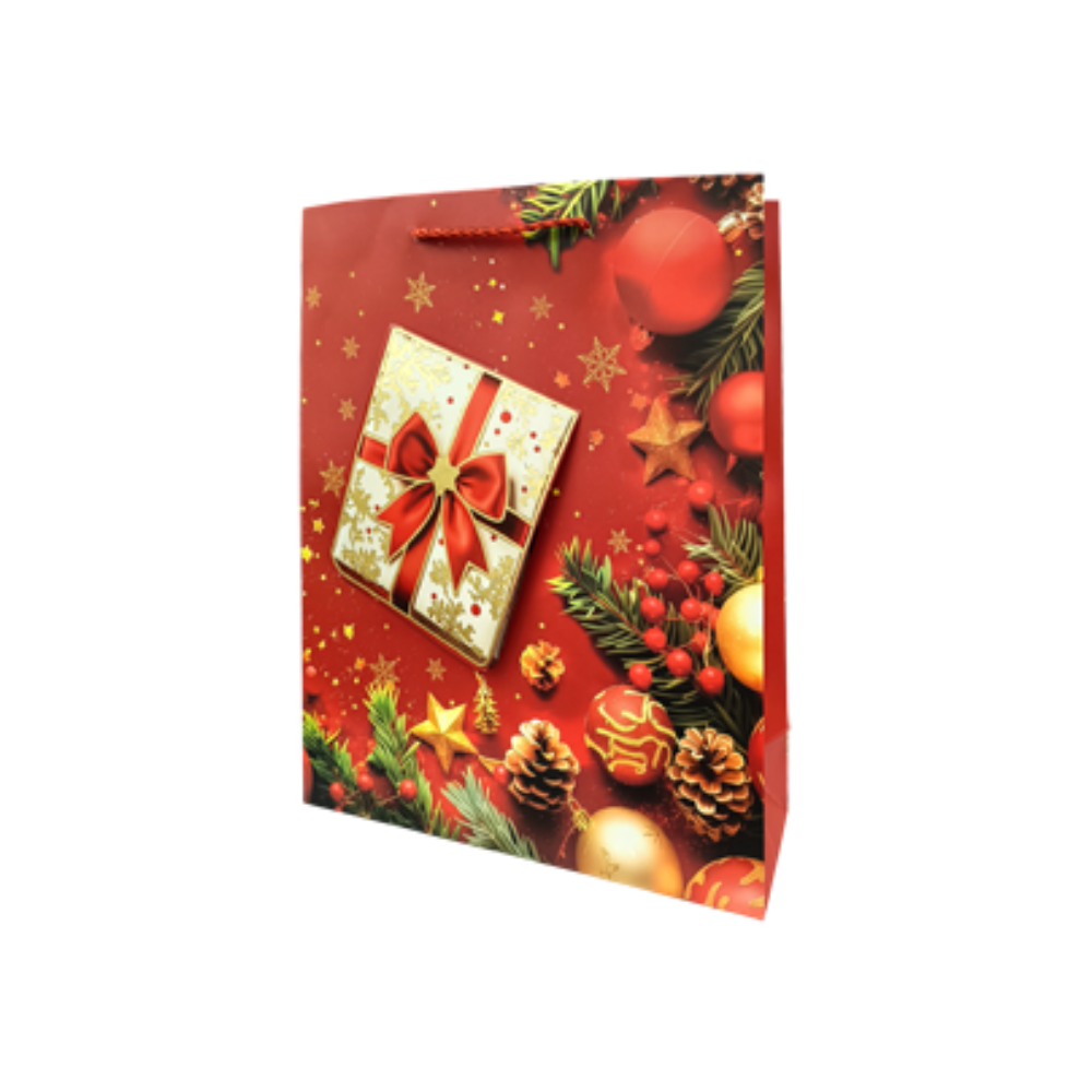 Bolsa Regalo Navideño Roja con Dorado Varios Modelos 40X30X12 cm Itrade