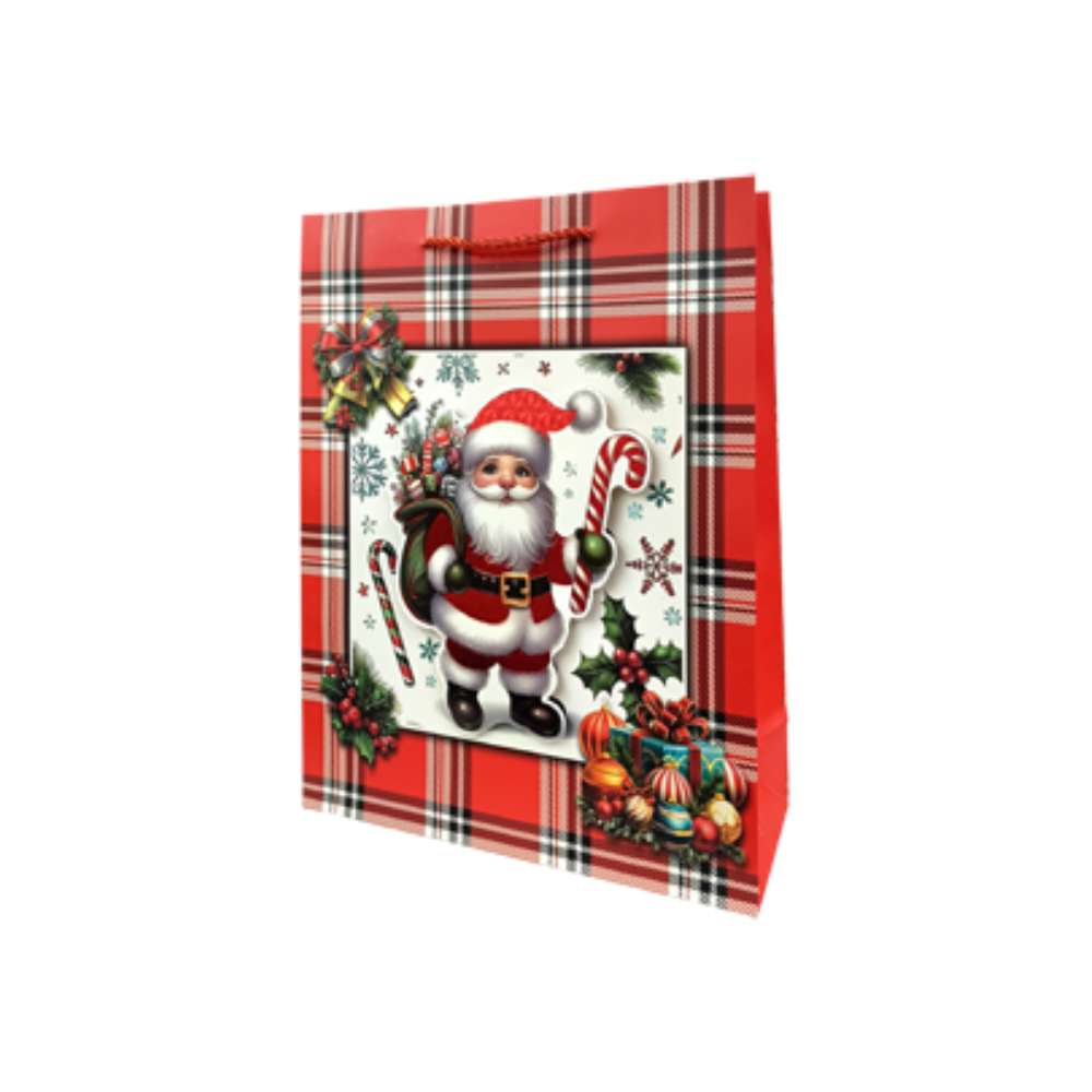 Bolsa Regalo Navideño Santaclaus Cuadros Varios Modelos 32X26X10cm Itrade