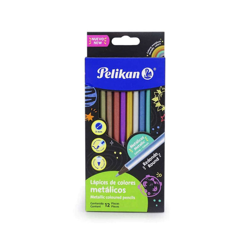 Colores Largos Redondos 12 piezas Metálicos Pelikan