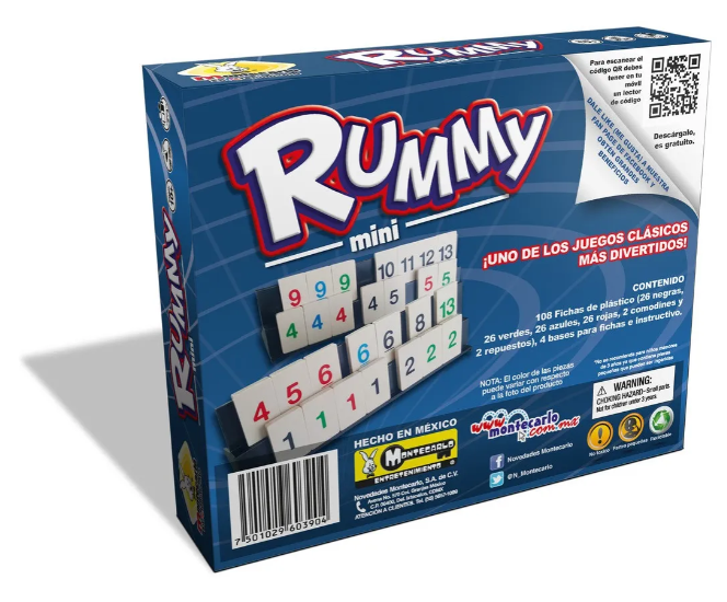Juego de Mesa Rummy Mini Montecarlo