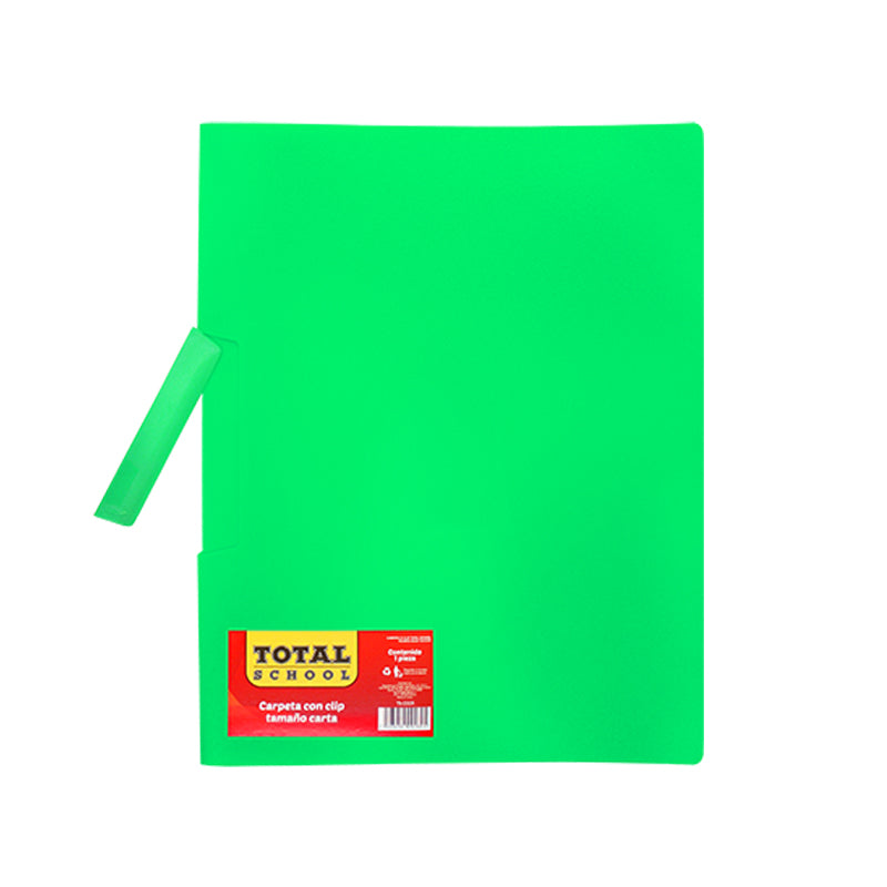 Carpeta con Clip Carta Verde Total School