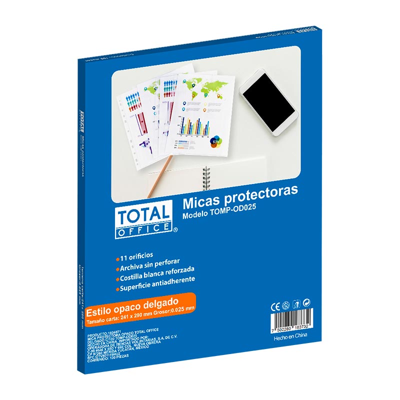 Mica Protectora Opaco Delgado 100 piezas Total Office