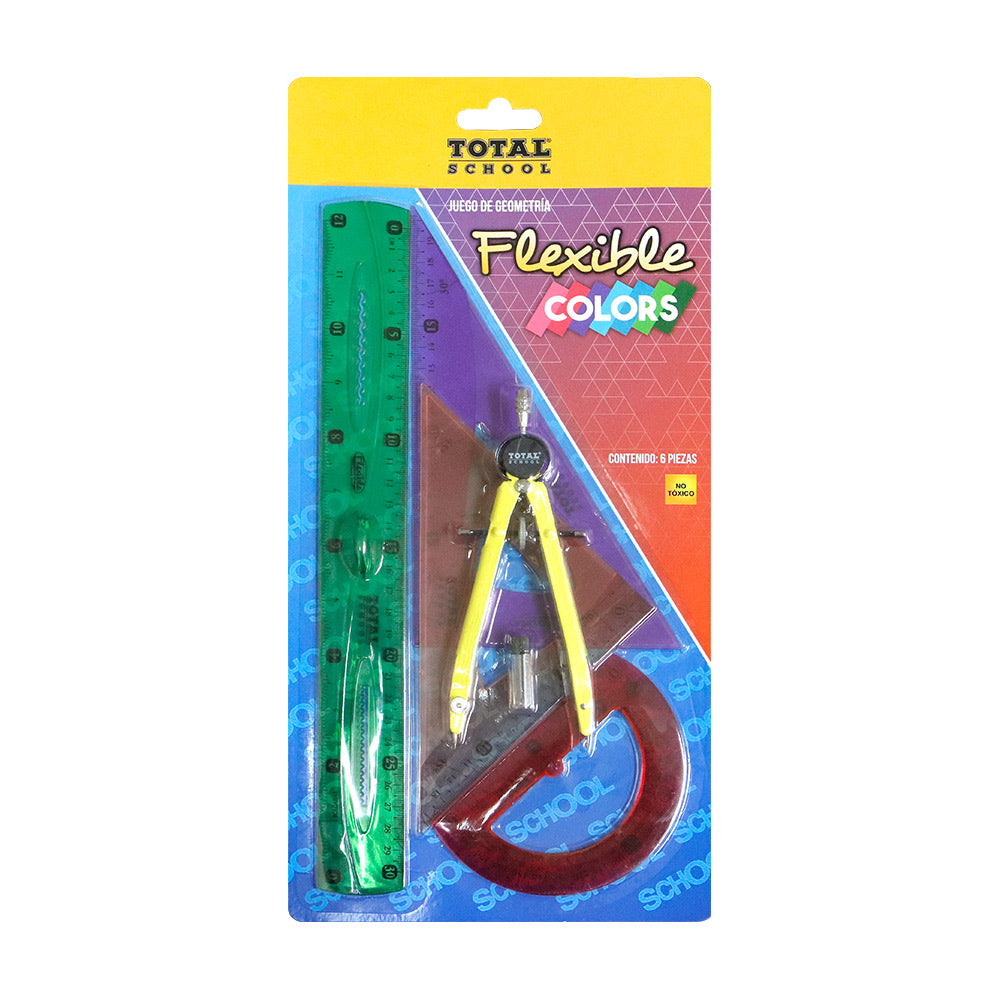 Juego de Geometría Semi Flexible Colores 6 piezas Total School