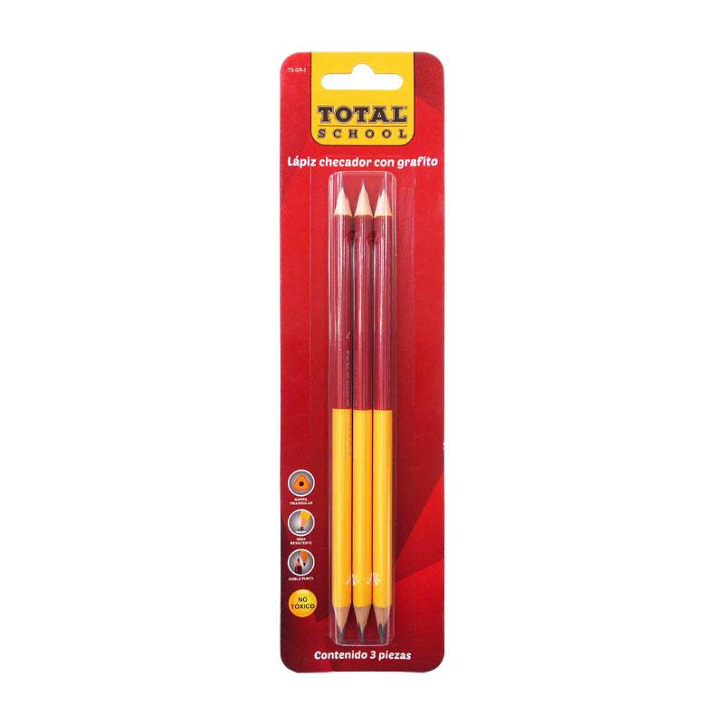 Lapiz Bicolor Delgado Grafito/Rojo C/3 piezas Blíster Total School