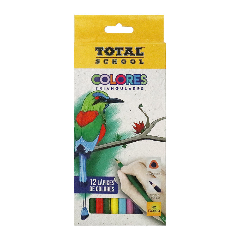 Colores Largos Triangulares C/12 piezas Total School
