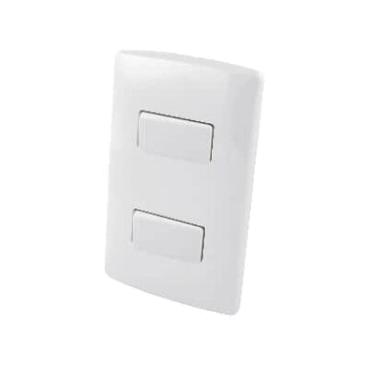 Apagador Doble Sencillo de Tecla con Placa de Plástico Aksi