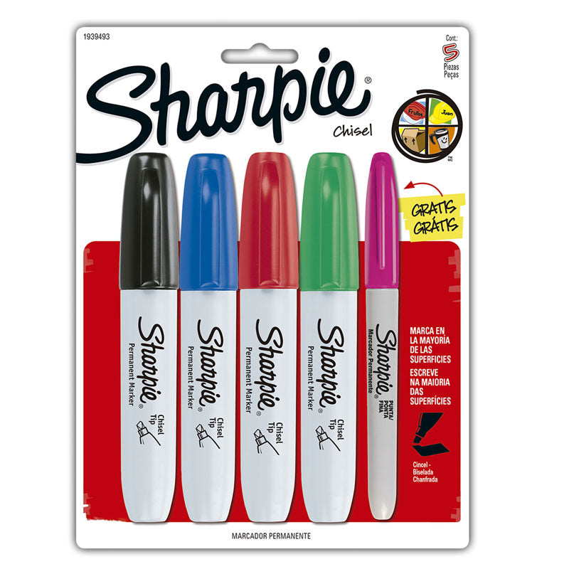 Marcador Permanente Sharpie Neón Punto Fino, Colores Surtidos 5 piezas