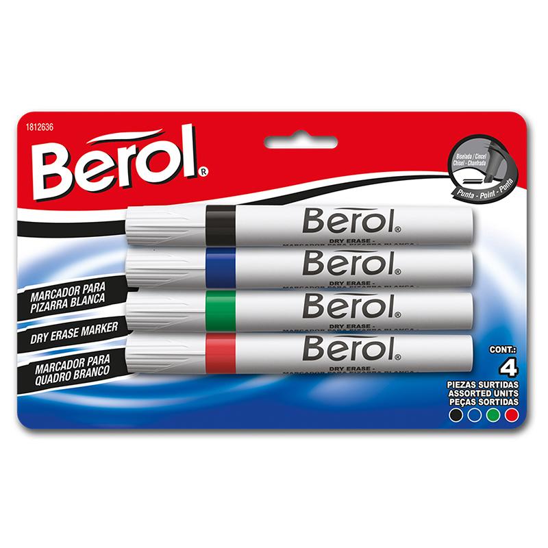 Marcador P/Pizarrón Surtido Básico C/4 piezas Berol Blíster Newell