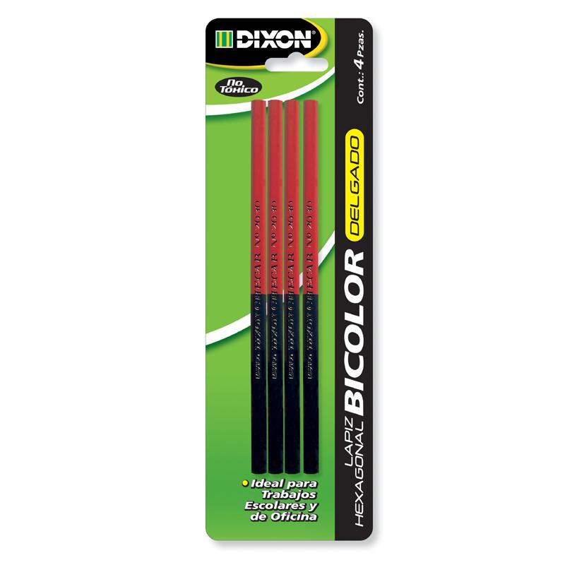Lapiz Bicolor Delgado Rojo/Azul C/4 piezas Blíster Dixon