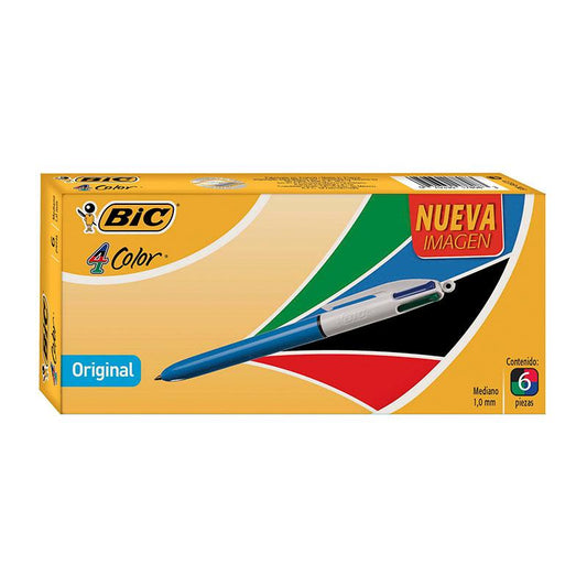 Bolígrafo Punto Medio 4 Tintas 4 Color 6 piezas Bic