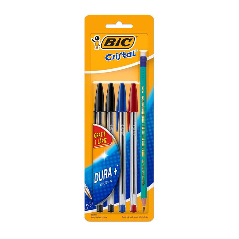 Bolígrafo Punto Medio Surtido Básico 4 piezas Dura Más Blíster Bic