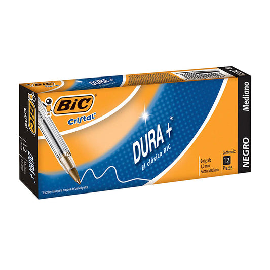 Bolígrafo Punto Medio Negro Dura Más 12 piezas Bic