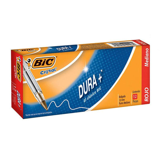 Bolígrafo Punto Medio Rojo Dura Más 12 piezas Bic