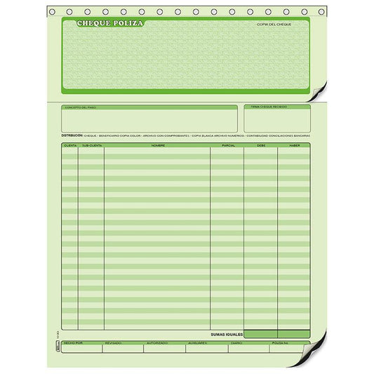 Block Cheque Póliza C/Papel Carbón B-1013 Printaform