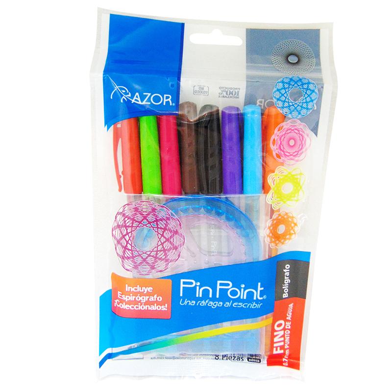 Bolígrafo Punta Fina Surtido Fashion 8 piezas Pin Point Azor