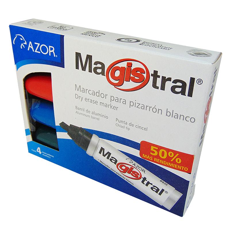 Marcador P/Pizarrón Surtido Básico Aluminio 4 piezas Magistral Blister Azor