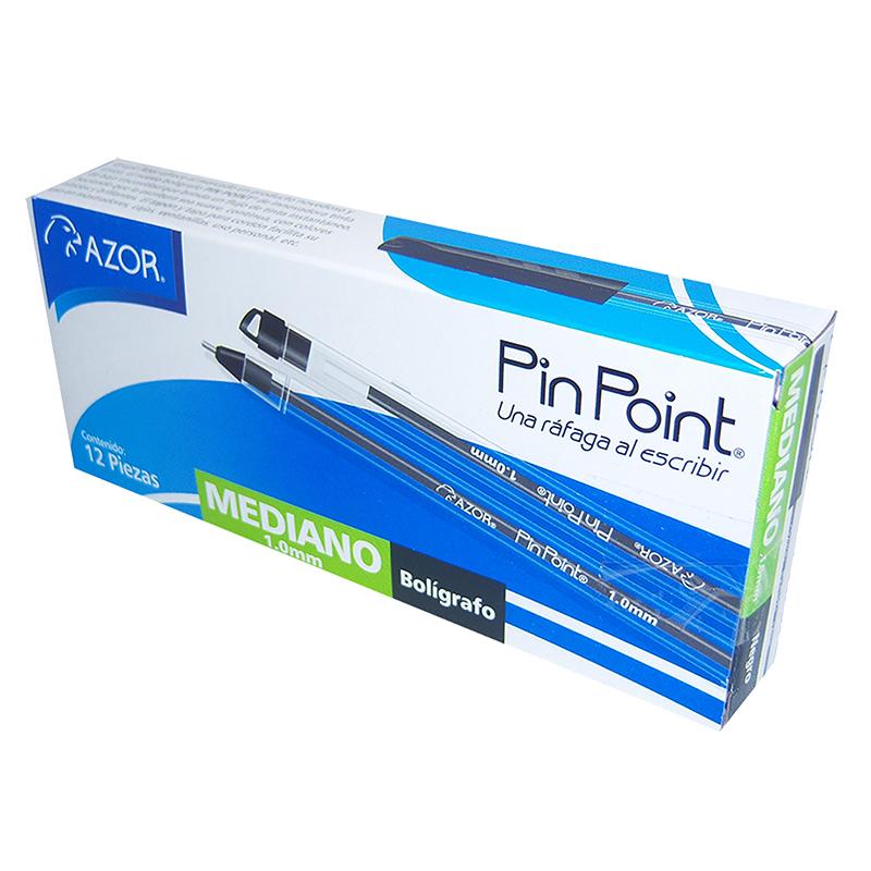 Bolígrafo Punto Medio Negro 12 piezas Pin Point Azor