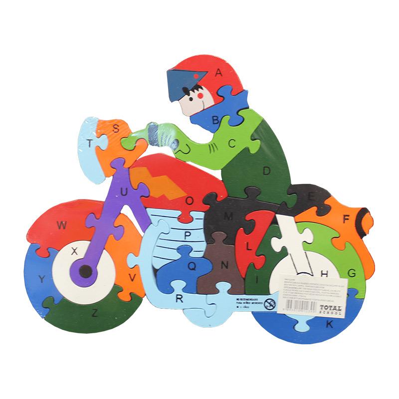 Rompecabezas Madera Motociclista 26 x 23 cm C/26 piezas Itrade