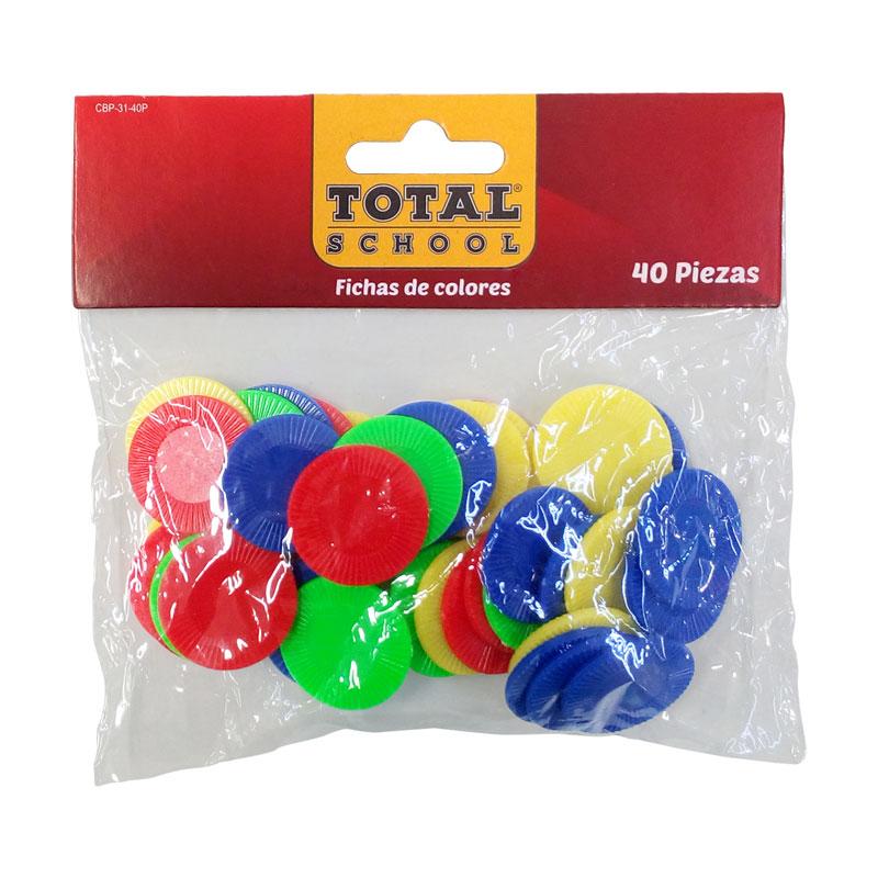 Fichas para Póker Plástico Surtido 31 mm 40 piezas Total School