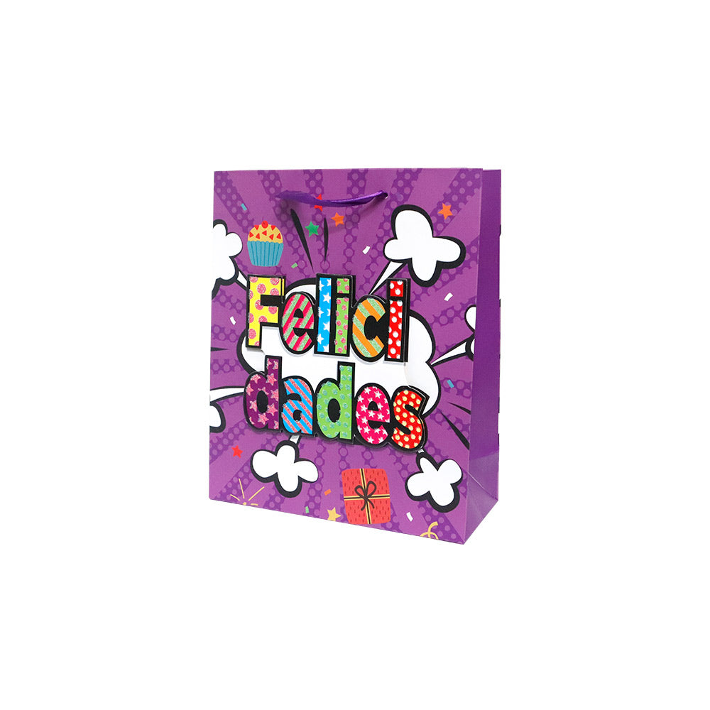 Bolsa de Regalo Felicidades Chico 23.5 x 19.5 x 8 cm 1 pieza ITrade