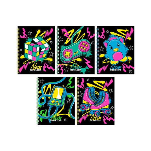 Cuaderno Profesional Doble Arillo Cuadro Grande 100 hjs Neon Comic IBook