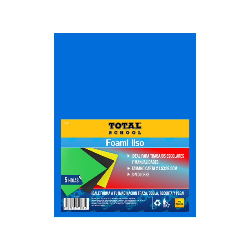 Foami Azul C/5 Piezas 21.5 x 28.5 CM TOTAL SCHOOL