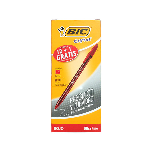 Bolígrafo Ultra Fino Rojo 12 piezas Precision y Suavidad Bic