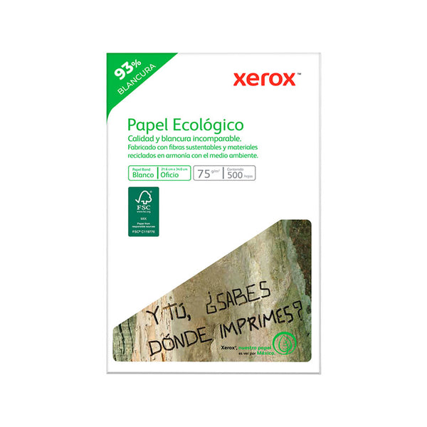 Papel Bond Oficio Blanco 500 hjs 75 grs Ecologíco Xerox