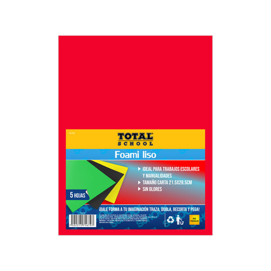Foami Rojo C/5 Piezas 21.5 x 28.5 CM TOTAL SCHOOL