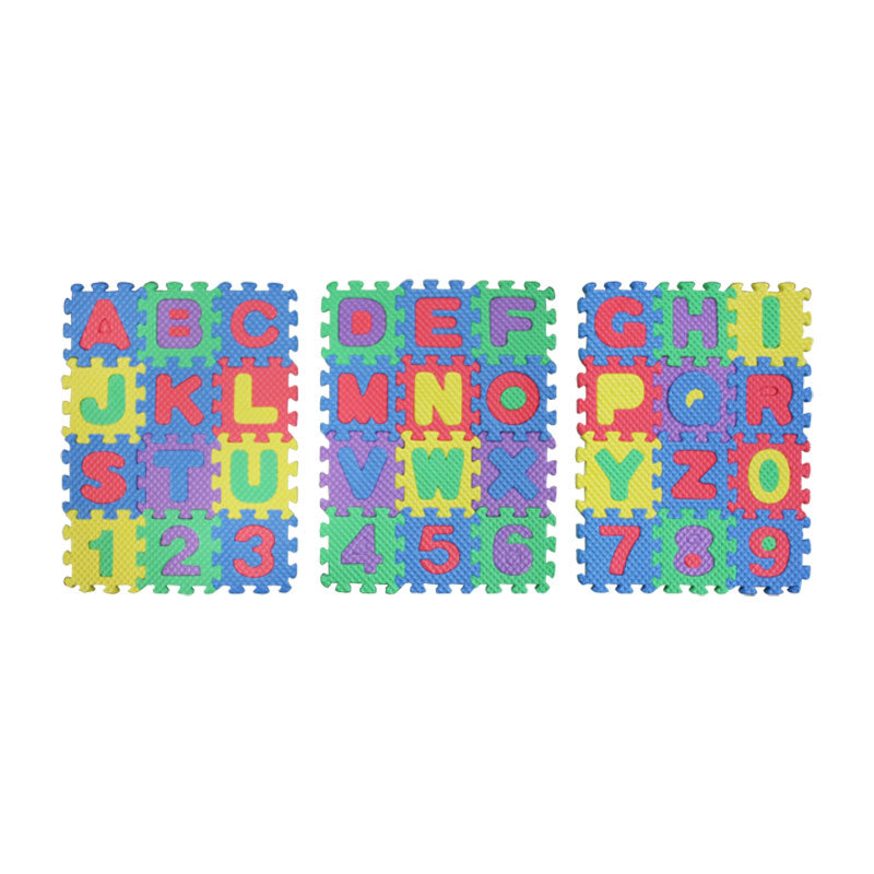 Tapete Foami 6 x 6 CM Paquete/36 Piezas de Numeros y Letras TOTAL SCHOOL