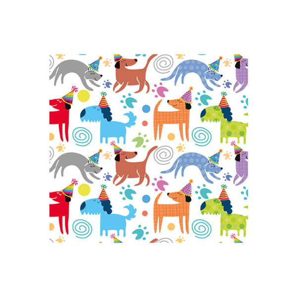 Papel de Regalo Perritos Fondo Blanco 70 x 50 cm Pliego 10 piezas Creear