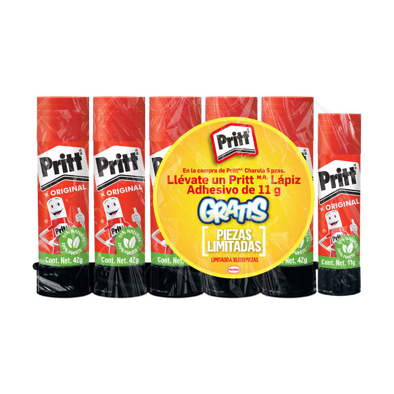 Lápiz Adhesivo Blanco 42 grs 5 piezas + 1 pieza 11 grs PRITT