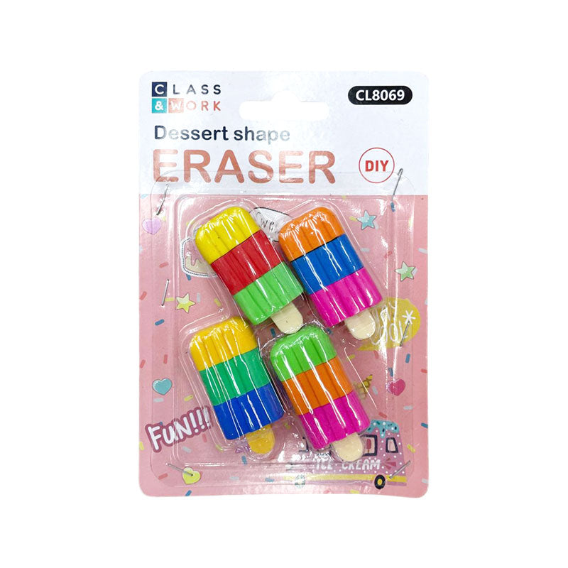 Borrador Escolar Paletas Blíster C/4 Piezas Itrade