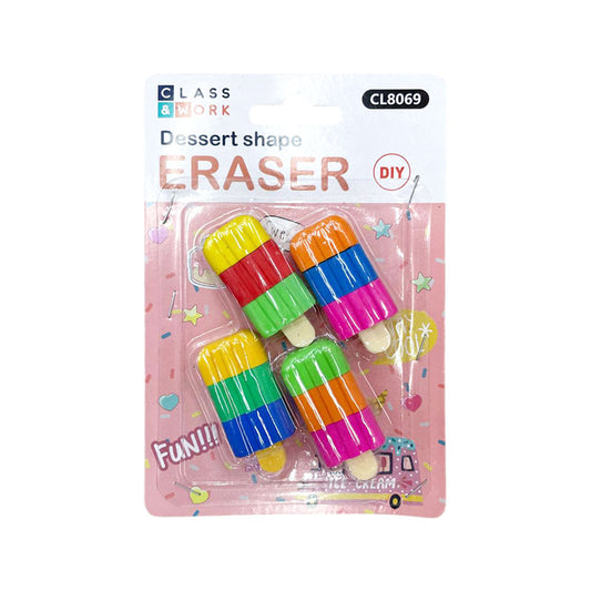 Borrador Escolar Paletas Blíster C/4 Piezas Itrade