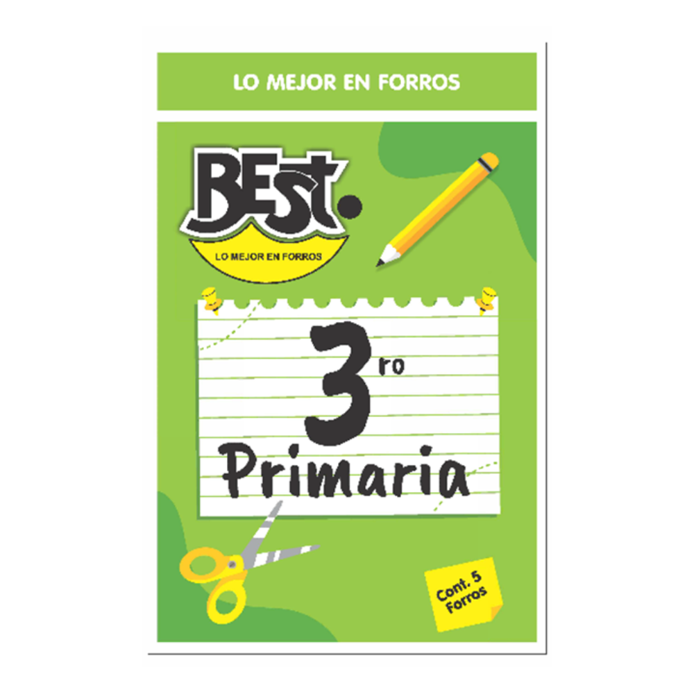 Forro Escolar Primaria 3ro 5 piezas Best