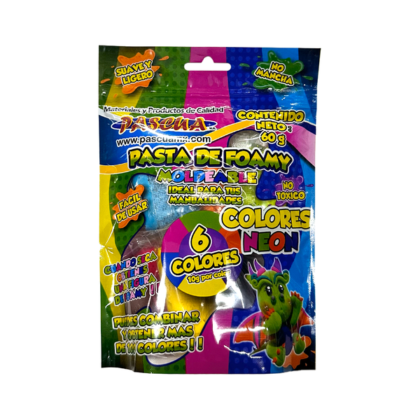 Foamy Moldeable Neón 6 Colores 50 grs Pascua Megafumi