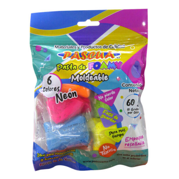 Foamy Moldeable Neón 6 Colores 50 grs Pascua