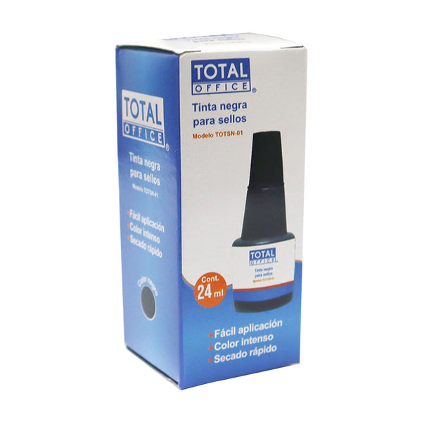 Tinta para Sellos Negro 24ml Tipo Gotero Total Office