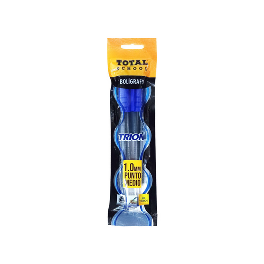 Bolígrafo Punta Mediana Azul 2 piezas Trion Total School