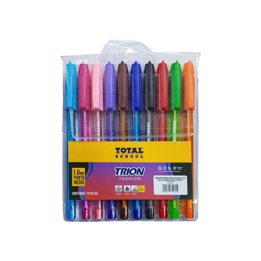 Bolígrafo Punto Medio Surtido Fashion 10 piezas Trion Total School