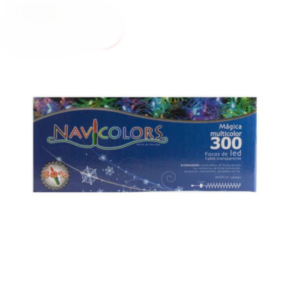 Luces De Navidad 300 Led Multicolor Cable TransParente Navicolor