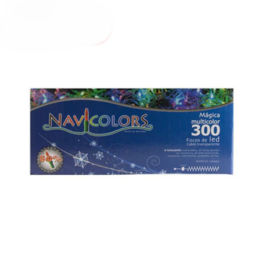 Luces De Navidad 300 Led Multicolor Cable TransParente Navicolor
