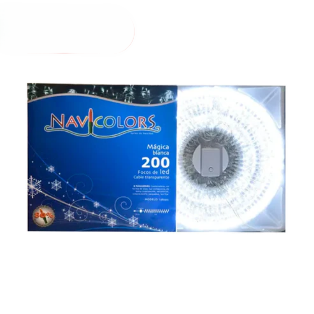 Luces Navideñas Led Blanca 200L Cable TransParente Navicolors