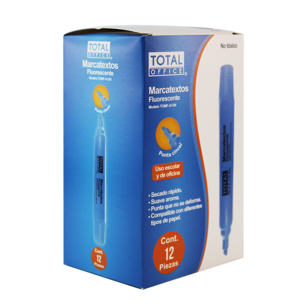 Marcatextos Azul 12 piezas Total Office | Papelería del Ahorro