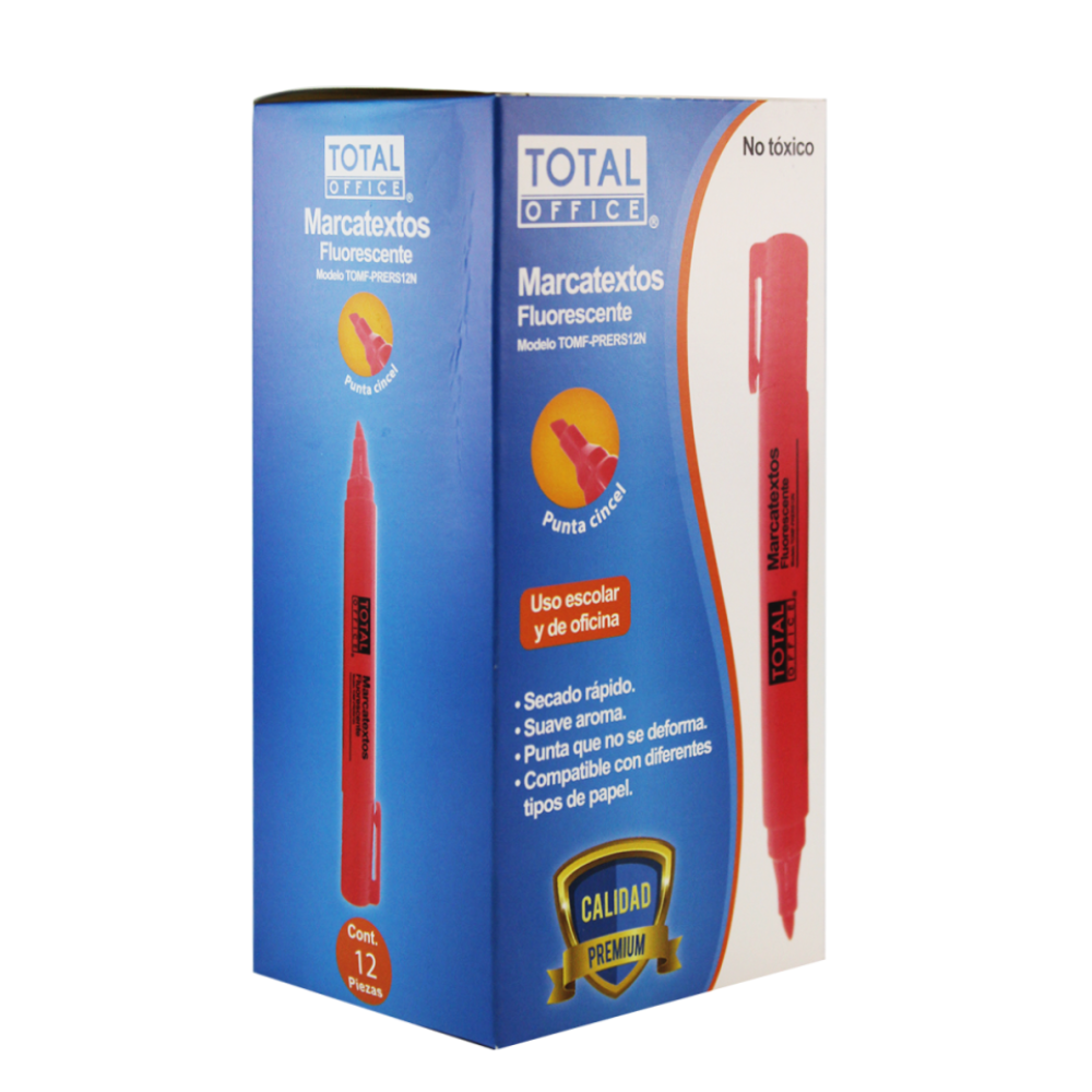 Marcatextos Premium Rosa 12 piezas Total Office | Papelería del Ahorro