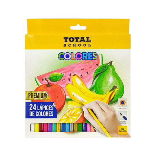 Colores Largos Redondos 24 piezas Total School