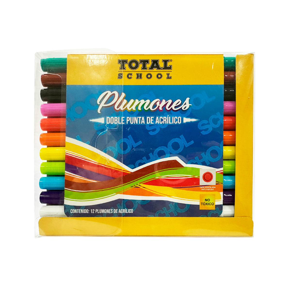 Plumon Acrilico Doble Punta Varios Colores 12 pz Total School