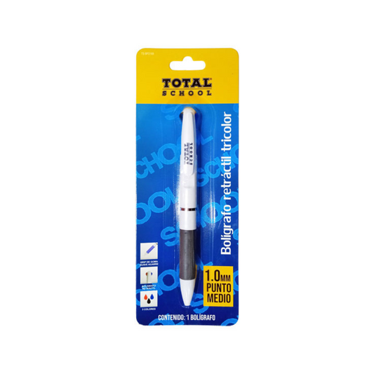 Bolígrafo Punto Medio 3 Tintas Retráctil Total School