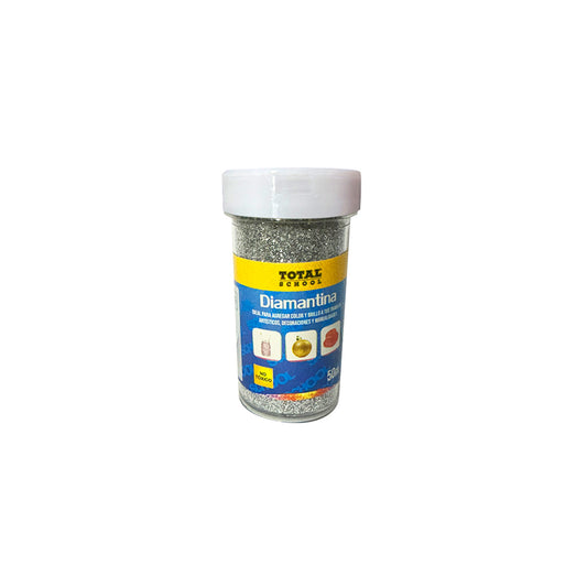 Diamantina Plateada Bote 50 gr Total School